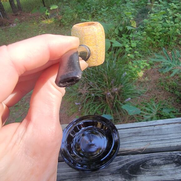 Missouri Meerschaum ORIGINAL Pipe Corn Cob Bamboo Shank Curved Stem EXCELLENT - Picture 4 of 11